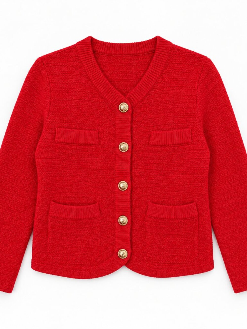 Free Assembly Red Textured Button Front Cardigan Jacket Size M